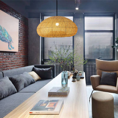 Decorative Bamboo Rattan Chandelier Round Shape For Living Room