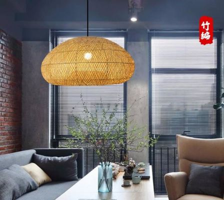Decorative Bamboo Rattan Chandelier Round Shape For Living Room