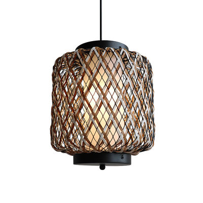 Decorative Rattan Pendant Light , Small Outdoor Rattan Chandelier Water Resistant