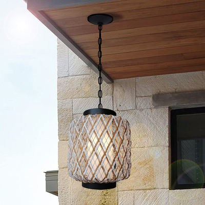 Decorative Rattan Pendant Light , Small Outdoor Rattan Chandelier Water Resistant