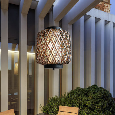 Decorative Rattan Pendant Light , Small Outdoor Rattan Chandelier Water Resistant