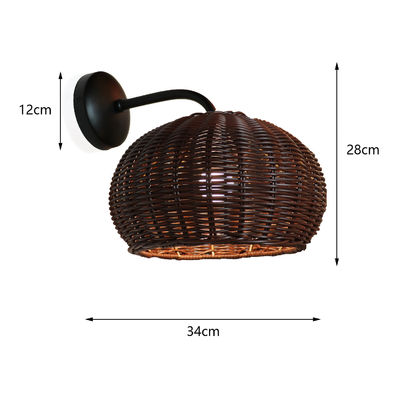 220V Rattan Wall Lamp Shade Hand Knitting Waterproof For Outdoor
