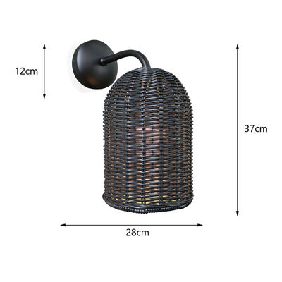220V Rattan Wall Lamp Shade Hand Knitting Waterproof For Outdoor