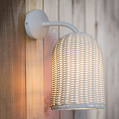 Hand Knitting Rattan Wall Lights Sconce Waterproof Round Shape For Outdoor