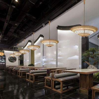 OEM Bamboo Rattan Pendant Light Umbrella Shape For House Decoration