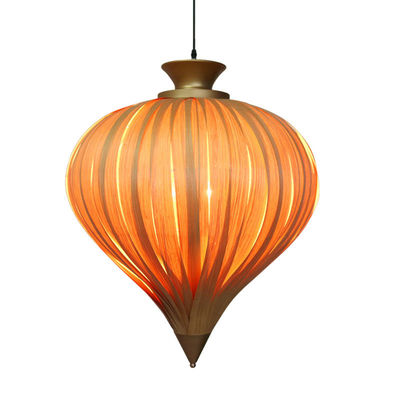 Wooden Pendant Lights - Hanging Veneer lanterns - Led Creative Wood lanterns