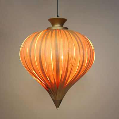 Wooden Pendant Lights - Hanging Veneer lanterns - Led Creative Wood lanterns