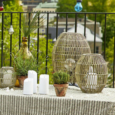 Ip44 LED Rattan Standing Lamp Shade For Garden Swimming Pool