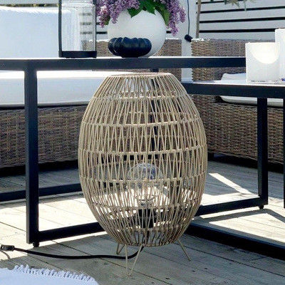 Ip44 LED Rattan Standing Lamp Shade For Garden Swimming Pool