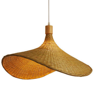 Creative Rattan Pendant Light Big Straw Hat Style 3500K Warm White CCT