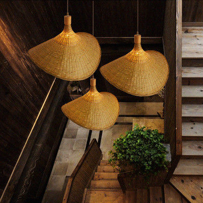 Creative Rattan Pendant Light Big Straw Hat Style 3500K Warm White CCT