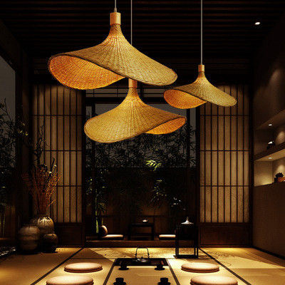Creative Rattan Pendant Light Big Straw Hat Style 3500K Warm White CCT