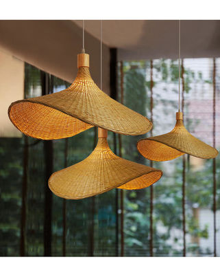 Creative Rattan Pendant Light Big Straw Hat Style 3500K Warm White CCT