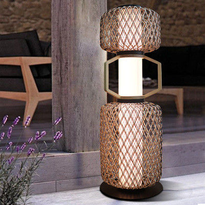 Decorative Rattan Standing Lamp 3500K CCT For Hotel Residential
