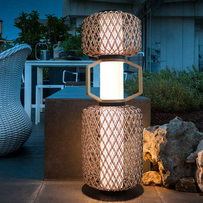 Decorative Rattan Standing Lamp 3500K CCT For Hotel Residential