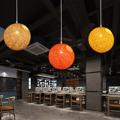 Modern  Hemp Ball Pendant Light Colorful Ball Hemp Rattan Chandelier hanging hemp pendant light