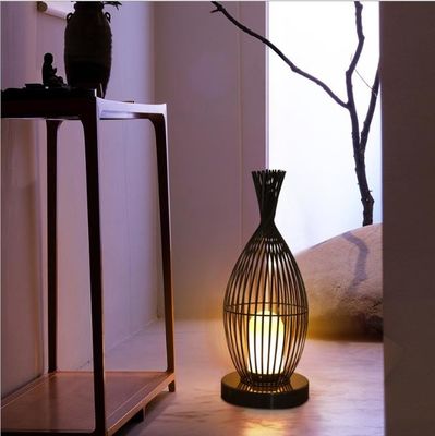 Water Resistant Rattan Floor Lamp For Villa Outdoor Balcony
