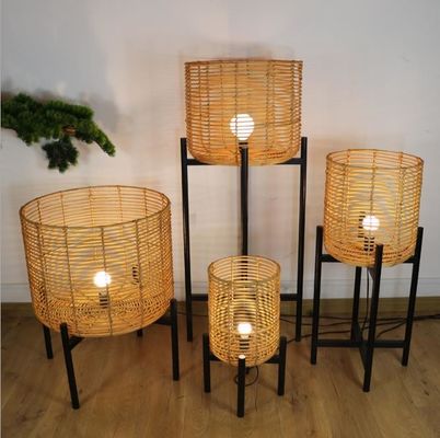 4 Legs Wicker Rattan Floor Lamps For Living Room Atmosphere