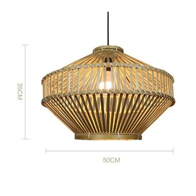 3500K Retro Bamboo Woven Pendant Light For Indoor Living Room
