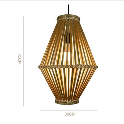 3500K Retro Bamboo Woven Pendant Light For Indoor Living Room