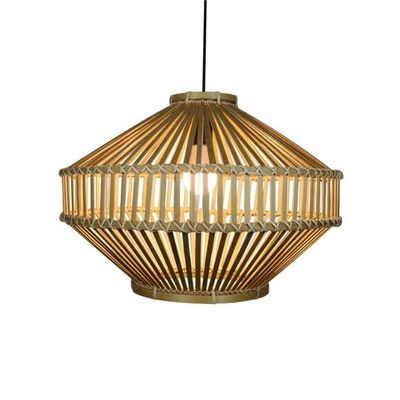 3500K Retro Bamboo Woven Pendant Light For Indoor Living Room