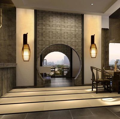 Chinese retro solid wood wall lamp - Hotel Bamboo corridor lamp -antique bamboo lantern wall lamp