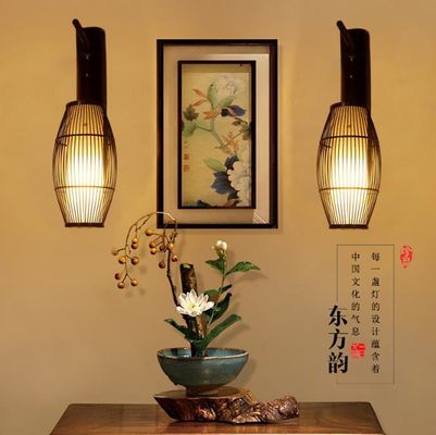 Chinese retro solid wood wall lamp - Hotel Bamboo corridor lamp -antique bamboo lantern wall lamp