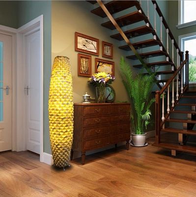 Bamboo Woven floor rattan lamp 3500K for Residential Living Room