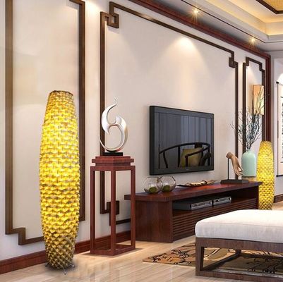 Bamboo Woven floor rattan lamp 3500K for Residential Living Room