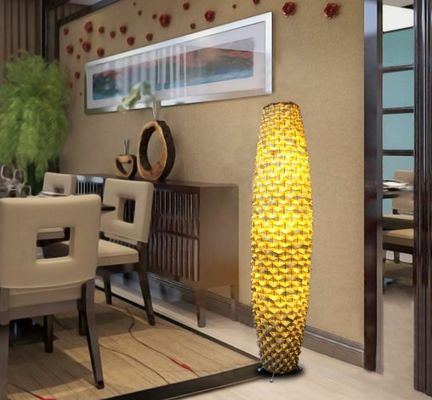 Bamboo Woven floor rattan lamp 3500K for Residential Living Room