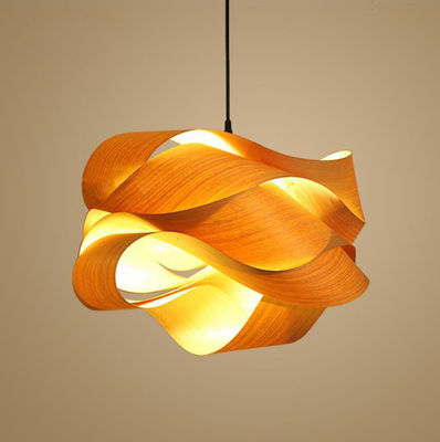 Nordic Wooden Rattan Pendant Light LED Light Source For Living Room