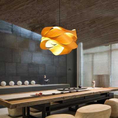 Nordic Wooden Rattan Pendant Light LED Light Source For Living Room