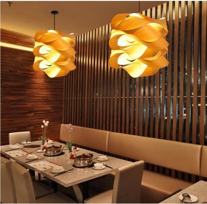 Nordic Wooden Rattan Pendant Light LED Light Source For Living Room