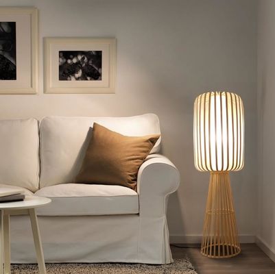 Bamboo Weaving Rattan Floor Lamp For Residential Teahouse Living Room