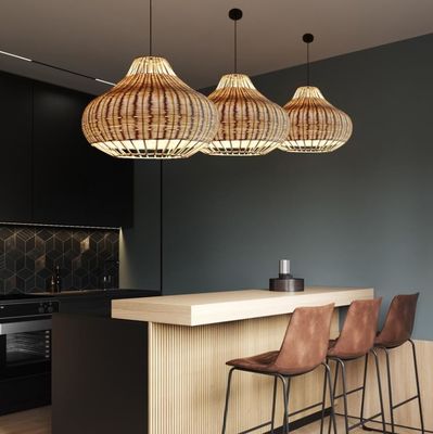 Handmade creative Rattan Pendant Light chandelier Round Shape