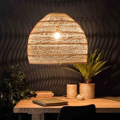 Modern Round Rattan Hanging Chandelier For Restaurant Indoor Lighting