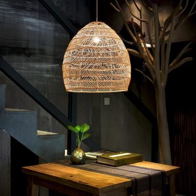 Modern Round Rattan Hanging Chandelier For Restaurant Indoor Lighting