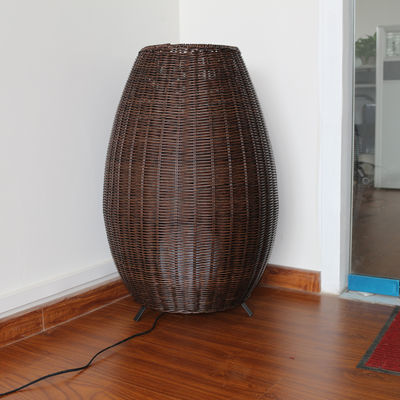 Rattan Hotel modern decoration led black standing light outdoor rattan tripod floor lamp