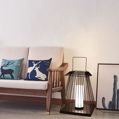 Creative Rattan Floor Lantern Lamp E27 Base For Outdoor Garden