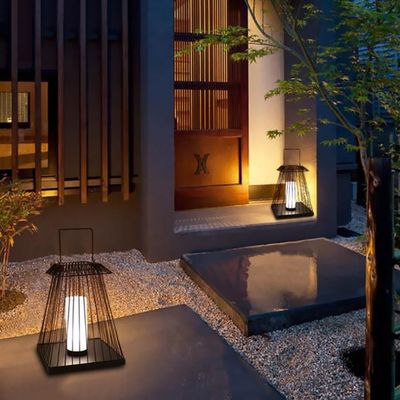 Creative Rattan Floor Lantern Lamp E27 Base For Outdoor Garden