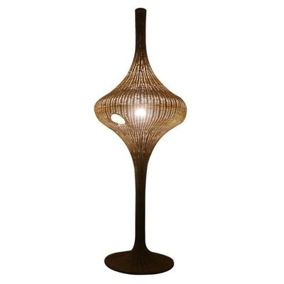 Modern Standing Rattan Floor Lamp E27 Base For Living Room Hotel