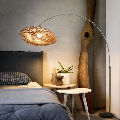 funky rattan lampshade sofa side led floor standing lamp