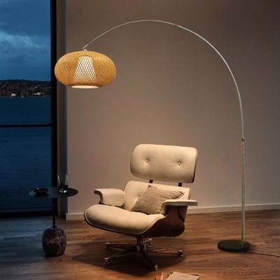 funky rattan lampshade sofa side led floor standing lamp