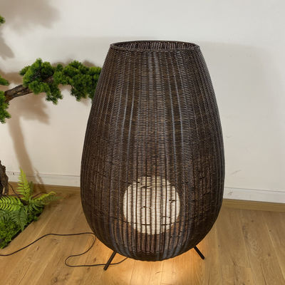 Customized Luxurious Rattan Floor Lamp , Indoor Creative Wicker Floor Light