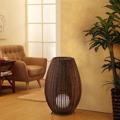 Customized Luxurious Rattan Floor Lamp , Indoor Creative Wicker Floor Light