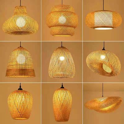Handmade Wicker Rattan Pendant Chandelier 150 Degree Beam Angle Switch Control