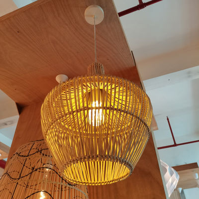 Handmade Wicker Rattan Pendant Chandelier 150 Degree Beam Angle Switch Control