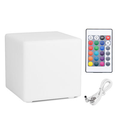 PE plastic illuminated small cube shape table lamp