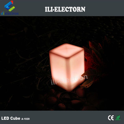 PE plastic illuminated small cube shape table lamp