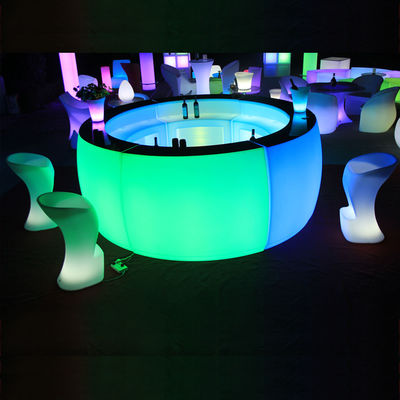 Rechargeable PE Plastic Round Led Night Club Bar Counter Commercial Furniture